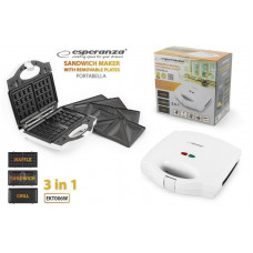 Esperanza Portabella EKT006K 3in1 kivehető lapos szendvicssütő fekete