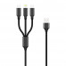 Forever 3in1 USB - Lightning (8Pin) - Type-C - MicroUSB fekete 2A 1m
