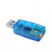 USB hangkártya 3,5mm jack csatlakozóval, kék színű 5.1