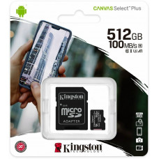 512GB Kingston  microSDXC C. Select Plus Class 10 100R A1 C10 Card + tok