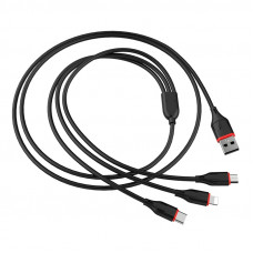 BOROFONE BX17 3in1 Micro USB/Type-C/Lightning Charging Cable Black