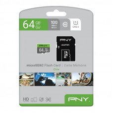 64GB PNY microSDXC Elite Class 10 UHS-I + adapterrel