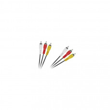 KPO2664-1,5 RCA kábel, 3RCA dugó - 3RCA dugó, fekete, 1,5m